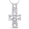Image 1 : Mens Round Diamond Curb Link Cuban Cross Charm Pendant 1/3 Cttw 10kt White Gold - REF-19X5A