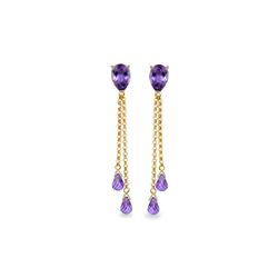 Genuine 7.5 ctw Amethyst Earrings 14KT Yellow Gold - REF-39R3P