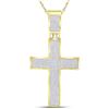 Image 1 : Mens Round Diamond Cross Charm Pendant 7/8 Cttw 10kt Yellow Gold - REF-65N5F