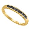 Image 1 : Womens Princess Black Color Enhanced Diamond Band Ring 1/4 Cttw 10kt Yellow Gold - REF-8M5H