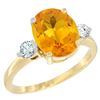 Image 1 : 2.60 CTW Citrine & Diamond Ring 10K Yellow Gold - REF-62W2F