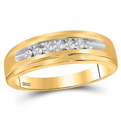 Womens Round Diamond Single Row Channel-set Band Ring 1/6 Cttw 10kt Yellow Gold - REF-17X5A