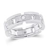 Image 1 : Mens Round Diamond Wedding Link Band Ring 1/2 Cttw 14kt White Gold - REF-87K5Y