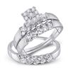 Image 1 : His Hers Round Diamond Cluster Matching Wedding Set 1/8 Cttw 10kt White Gold - REF-27R9X