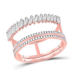 Womens Baguette Round Diamond Modern Negative Space Ring 5/8 Cttw 14kt Rose Gold - REF-54X5A