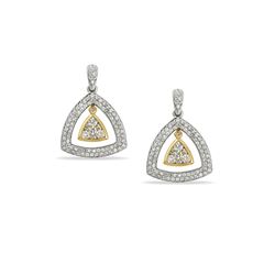 1 CTW Diamond Earrings 14K 2Tone Gold - REF-90Y8X