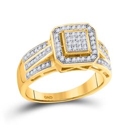 Womens Round Diamond Square Frame Cluster Ring 1/4 Cttw 10kt Yellow Gold - REF-24N9F