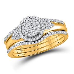 Round Diamond 3-Piece Bridal Wedding Ring Band Set 1/3 Cttw 10kt Yellow Gold - REF-30M5H