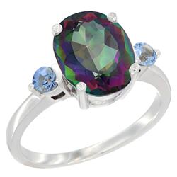 2.64 CTW Mystic Topaz & Blue Sapphire Ring 10K White Gold - REF-24K5W