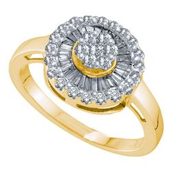 Womens Round Diamond Flower Cluster Ring 3/4 Cttw 14kt Yellow Gold - REF-43R5X