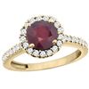 Image 1 : 1.43 CTW Ruby & Diamond Ring 10K Yellow Gold - REF-54F9N