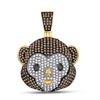 Image 1 : Mens Round Brown Diamond Monkey Animal Charm Pendant 1 Cttw 10kt Yellow Gold - REF-52R5X