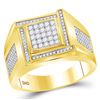 Image 1 : Mens Princess Diamond Square Cluster Ring 3/4 Cttw 10kt Yellow Gold - REF-57M5H