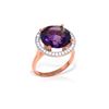 Image 1 : Genuine 6.2 ctw Amethyst & Diamond Ring 14KT Rose Gold - REF-91Z4N