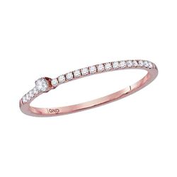 Womens Round Diamond Solitaire Stackable Band Ring 1/6 Cttw 10kt Rose Gold - REF-12R5X