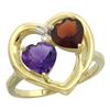 Image 1 : 2.61 CTW Diamond, Amethyst & Garnet Ring 14K Yellow Gold - REF-33R9H