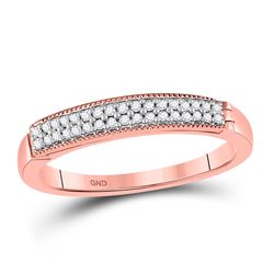 Womens Round Diamond Pave Band Ring 1/10 Cttw 10kt Rose Gold - REF-12H9R