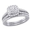 Image 1 : Princess Diamond Bridal Wedding Ring Band Set 1 Cttw 14kt White Gold - REF-123H5R