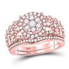 Image 1 : Round Diamond Bridal Wedding Ring Band Set 1 Cttw 14kt Rose Gold - REF-93N9F