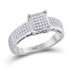 Image 1 : Round Diamond Square Cluster Bridal Wedding Engagement Ring 1/5 Cttw 10kt Yellow Gold - REF-19H5R