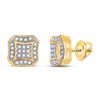 Image 1 : Mens Round Diamond Square Cluster Earrings 1/6 Cttw 10kt Yellow Gold - REF-14W9K