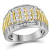 Image 1 : Mens Round Diamond Cluster Ring Band 1 Cttw 14kt Two-tone White Gold - REF-100A5M