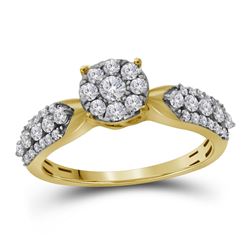 Round Diamond Cluster Bridal Wedding Engagement Ring 5/8 Cttw 10kt Yellow Gold - REF-35M5H