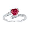 Image 1 : Womens Heart Lab-Created Ruby Solitaire Ring 1 Cttw Size 5 10kt White Gold - REF-9Y5N