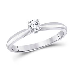 Womens Round Diamond Solitaire Bridal Wedding Engagement Ring 1/4 Cttw 14kt White Gold - REF-35R5X