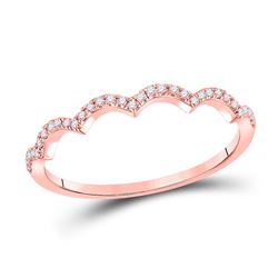 Womens Round Diamond Scalloped Stackable Band Ring 1/10 Cttw 10kt Rose Gold - REF-8K5Y