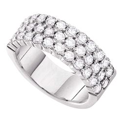 Womens Round Diamond Wedding Pave Band 1 Cttw 14kt White Gold - REF-93A9M