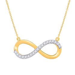 Womens Round Diamond Infinity Necklace 1/20 Cttw 10kt Yellow Gold - REF-10K5Y