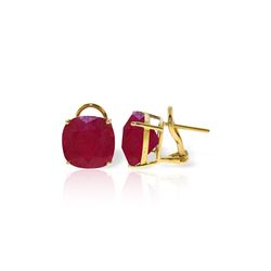 Genuine 13.5 ctw Ruby Earrings 14KT Yellow Gold - REF-118X2M