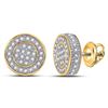 Image 1 : Mens Round Diamond Disk Circle Earrings 1/3 Cttw 10kt Yellow Gold - REF-20R5X