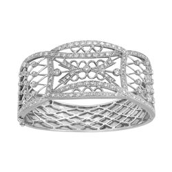 2.51 CTW Diamond Bangle 18K White Gold - REF-541F2N