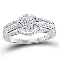 Round Diamond Cluster Bridal Wedding Engagement Ring 1/4 Cttw 10kt White Gold - REF-17R5X