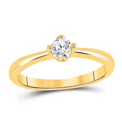 Womens Round Diamond Solitaire Bridal Wedding Engagement Ring 1/4 Cttw 14kt Yellow Gold - REF-31H5R