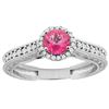 Image 1 : 1.24 CTW Pink Topaz & Diamond Ring 14K White Gold - REF-57W4F