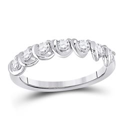 Womens Round Diamond Band Ring 1/2 Cttw 14kt White Gold - REF-43X5A