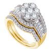 Image 1 : Round Diamond Cluster Bridal Wedding Ring Band Set 2 Cttw 14kt Yellow Gold - REF-178M5H