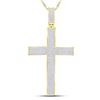 Image 1 : Mens Round Diamond Roman Cross Charm Pendant 2-1/5 Cttw 10kt Yellow Gold - REF-156Y5N