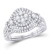 Image 1 : Round Diamond Cluster Bridal Wedding Ring Band Set 1 Cttw 14kt White Gold - REF-74H9R