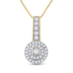 Womens Round Diamond Circle Pendant 1/5 Cttw 10kt Yellow Gold - REF-13R9X