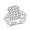 Image 1 : Womens Round Diamond Rectangle Cluster Ring 1-3/4 Cttw 14kt White Gold - REF-126F9W