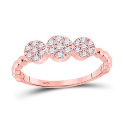 Womens Round Diamond Triple Flower Cluster Ring 1/3 Cttw 10kt Rose Gold - REF-23Y5N