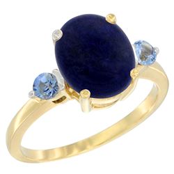 2.74 CTW Lapis Lazuli & Blue Sapphire Ring 14K Yellow Gold - REF-30H2M