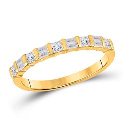 Womens Baguette Princess Diamond Band Ring 1/2 Cttw 14kt Yellow Gold - REF-30R5X