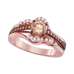 Round Brown Diamond Solitaire Bridal Wedding Engagement Ring 1-1/4 Cttw 14kt Rose Gold - REF-148H9R