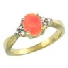 Image 1 : 0.06 CTW Diamond & Natural Coral Ring 14K Yellow Gold - REF-43K5W