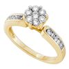 Image 1 : Round Diamond Cluster Bridal Wedding Engagement Ring 1/2 Cttw 14kt Yellow Gold - REF-43W5K